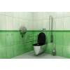 Sanela - Piezo splachovač WC na tlakovou vodu s druhým tlačítkem pro oddálené  spláchnutí pro tělesně handicapované  se speciálním antivandalovým krytem, 24 V DC
