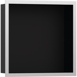Hansgrohe XtraStoris Individual - Výklenek do zdi matný černý, s designovým rámem 300x300x100mm, kartáčovaná nerezová ocel 56098800