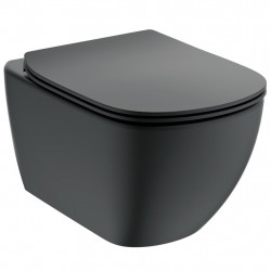 Ideal Standard Tesi - SET Závěsné WC s AQUABLADE® + ultraploché sedátko Soft-Close, hedvábná černá T3546V3