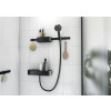 Hansgrohe WallStoris - Sada: ruční sprcha 105 3jet Activation EcoSmart, termostat, nástěnná tyč 70 cm a sada na odkládání, černá matná 24250670