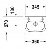 Duravit D-Code - Umývátko, 1 otvor pro armaturu propíchnutý vlevo, 36 x 27 cm, bílé 07053600092