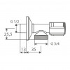 Schell - připojovací pračkový ventil 1/2 &quot;x 3/4&quot; 054160699