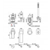 Alpi Una18 - Vanová baterie, mechanický přepínač, vývod a ruční sprcha na desce, Bílá matná ALUN M28D31237 BI