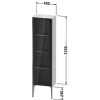 Duravit XViu - Polovysoká skříňka, 1 skleněná dvířka v Parsol šedé, 3 skleněné police, 1330x400x240 mm, XV1365 L/R