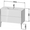 Duravit XViu - Skříňka pod umyvadlo, stojící, 2 zásuvky, 1010x480 mm, XV4483