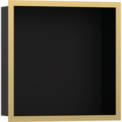 Hansgrohe XtraStoris Individual - Výklenek do zdi matný černý, s designovým rámem 300x300x100mm, leštěný vzhled zlata 56098990
