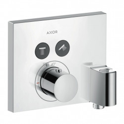 Axor ShowerSelect - Termostat s podomítkovou instalací, hranatá verze, pro 2 spotřebiče, s přípojkou hadice a držákem, chrom 36712000