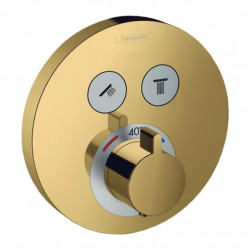 Hansgrohe ShowerSelect S - Termostat pod omítku pro 2 spotřebiče, leštěný vzhled zlata 15743990