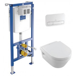 Villeroy &amp; Boch : WC set - Instalační systém ViConnect, tlačítko bílé, závěsné WC, sedátko se SoftClose poklopem, bílá SET1