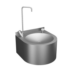 Sanela - Nerezová pitná fontánka s automaticky ovládaným výtokem a armaturou na napouštění sklenic, 24 V DC
