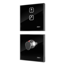 Sanela - Elektronické dotykové ovládání sprchy s termostatickým ventilem, barva černá REF 9005, podsvícení bílé, 24 V DC