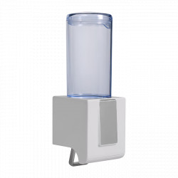Sanela - Dávkovač tekutého mýdla a gelové dezinfekce s dávkovacím ventilem, objem 0,5 l, materiál bílý a transparentní plast ABS