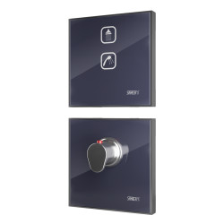 Sanela - Elektronické dotykové ovládání sprchy s termostatickým ventilem, barva skla tmavě šedá REF 7016, podsvícení bílé, 24 V DC