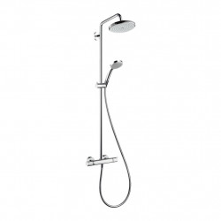 Hansgrohe Croma 220 Showerpipe - Sprchová baterie nástěnná, termostatická, pevná sprcha + ruční sprcha, chrom 27185000