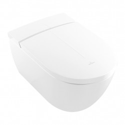 Villeroy Boch ViClean-I 100: sprchové WC, WC mísa bez splachovacího kruhu s bidetová sedátkem, bílá alpin CeramicPlus, V0E100R1