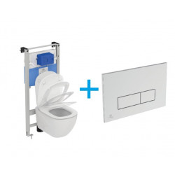 Ideal Standard Tesi WC Set - Závěsné WC AQUABLADE s instalačním systémem ProSys, ovládací tlačítko chrom, sedátko se SoftClose
