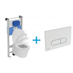 Ideal Standard Connect Air WC Set - Závěsné WC AQUABLADE s instalačním systémem ProSys, ovládací tlačítko chrom, sedátko se SoftClose