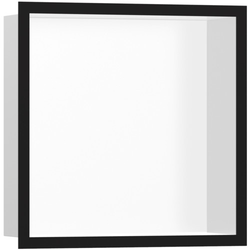 Hansgrohe XtraStoris Individual - Výklenek do zdi matný bílý s designovým rámem 300x300x100mm, černá matná 56099670