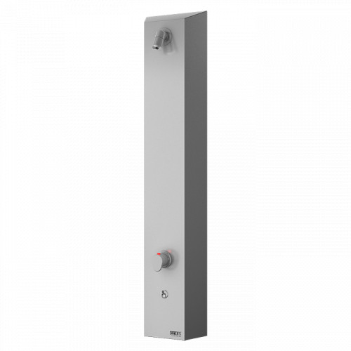Sanela - Nerezový sprchový nástěnný panel s piezo tlačítkem pro mincovní a žetonové automaty s indexem N - pro dvě vody, regulace termostatem