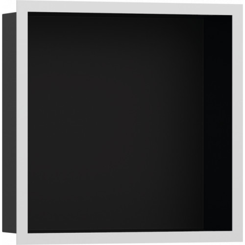 Hansgrohe XtraStoris Individual - Výklenek do zdi matný černý, s designovým rámem 300x300x100mm, bílá matná 56098700