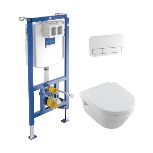Villeroy &amp; Boch : WC set - Instalační systém ViConnect, tlačítko bílé, závěsné WC, sedátko se SoftClose poklopem, bílá SET1