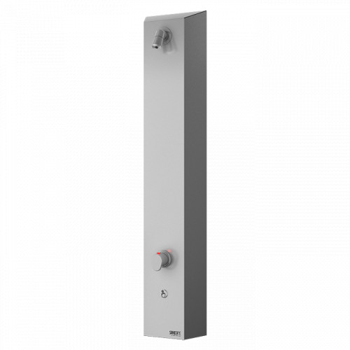 Sanela - Nerezový sprchový panel s integrovaným piezo ovládáním a termostatickým ventilem, 24 V DC