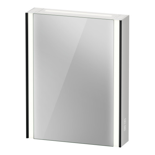 Duravit XViu - Zrcadlová skříňka s osvětlením, Icon verze, 620x156 mm, panty vlevo, černá matná XV7141LB2B2